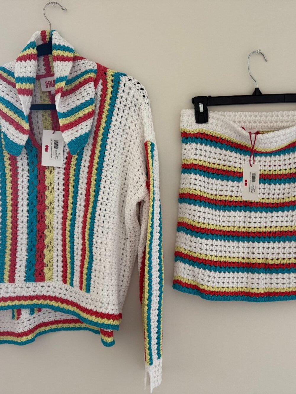 Solid & Striped White Crochet Lola Top Ronnie Skirt Set